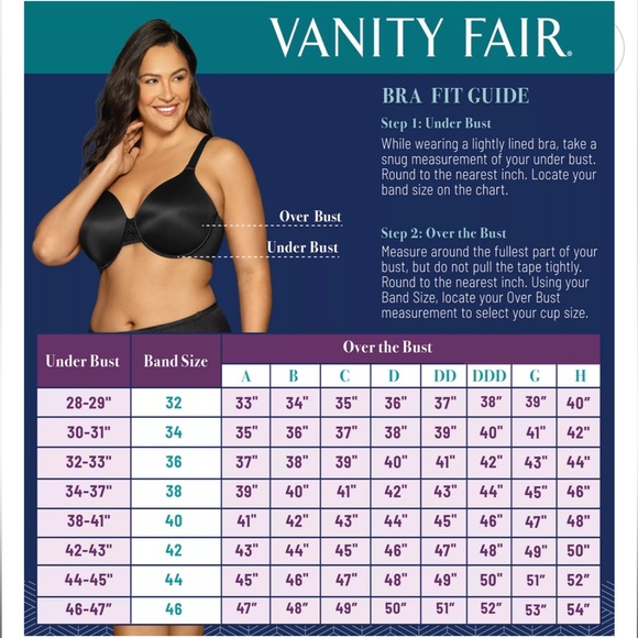 Vanity Fair Beauty Back Smoothing Full-Figure Contour Bra 34H in Star White - Picture 4 of 4